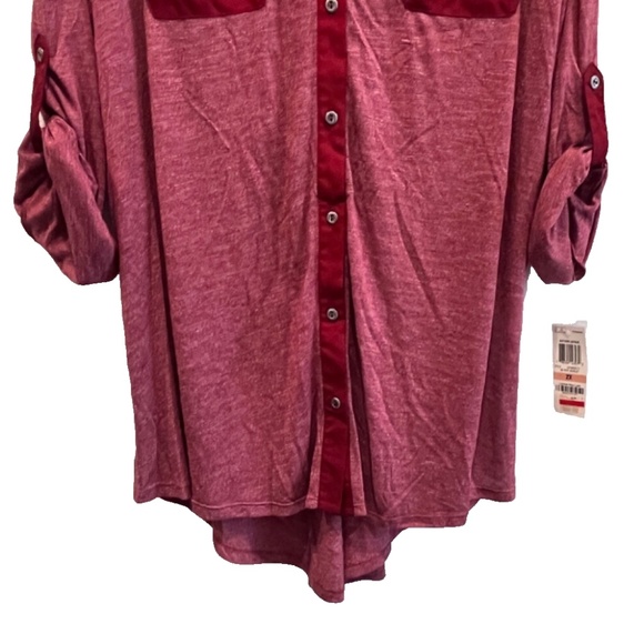 (NWT) Style & Co Women's Utility Shirt Dress, Deep Scarlet Plus Size 2X - Picture 2 of 7